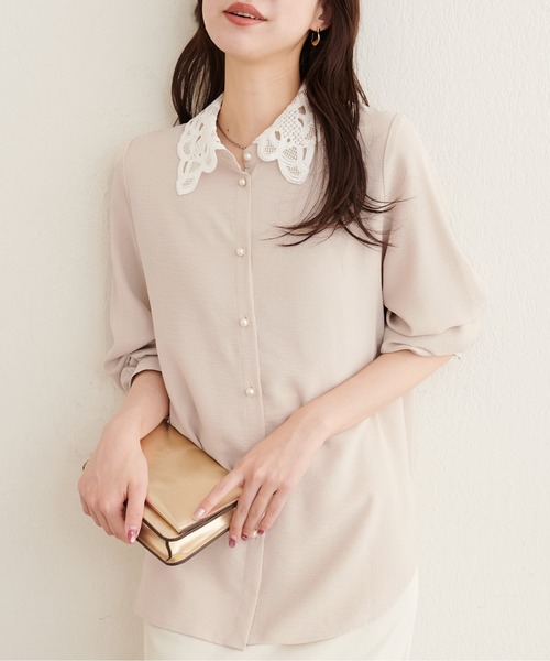 natural couture(ナチュラルクチュール)の「レース襟付きブラウス(シャツ/ブラウス・レディース・オフホワイト/ブラウン/ライトベージュ/ブラック・FREE)」の19枚目の写真