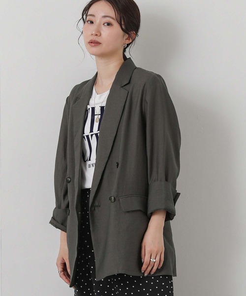 Gready Brilliant(グレディブリリアン)の「Tenテーラーダブルジャケット(テーラードジャケット・レディース・チャコールグレー/グレイッシュベージュ・FREE)」の1枚目の写真