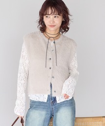【gossara ふわふわ素材】5Gシャギー前開きベスト