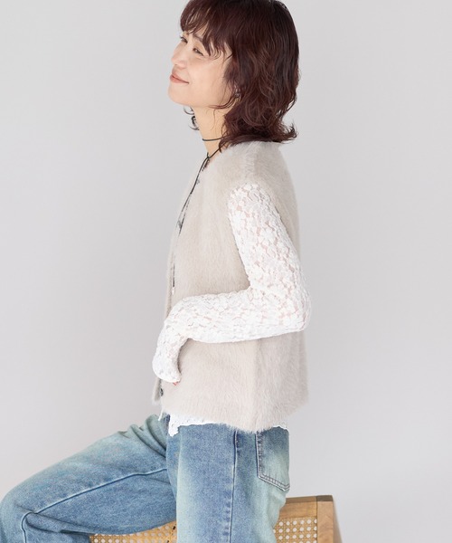 gossara(ゴサラ)の「【gossara ふわふわ素材】5Gシャギー前開きベスト(ベスト・レディース・モカ/チャコールグレー/グレイッシュベージュ・FREE)」の7枚目の写真
