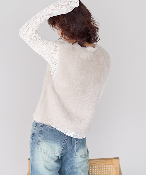 gossara(ゴサラ)の「【gossara ふわふわ素材】5Gシャギー前開きベスト(ベスト・レディース・モカ/チャコールグレー/グレイッシュベージュ・FREE)」の9枚目の写真
