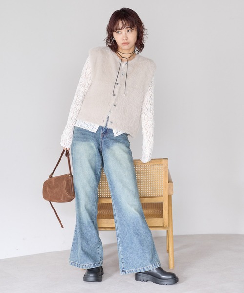 gossara(ゴサラ)の「【gossara ふわふわ素材】5Gシャギー前開きベスト(ベスト・レディース・モカ/チャコールグレー/グレイッシュベージュ・FREE)」の10枚目の写真