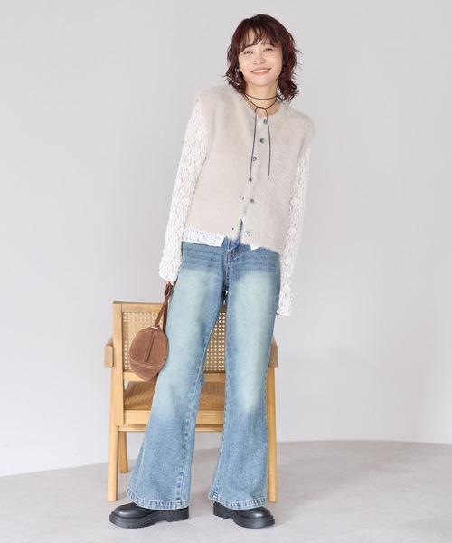 gossara(ゴサラ)の「【gossara ふわふわ素材】5Gシャギー前開きベスト(ベスト・レディース・モカ/チャコールグレー/グレイッシュベージュ・FREE)」の11枚目の写真