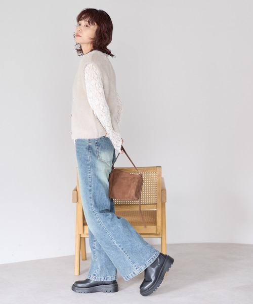 gossara(ゴサラ)の「【gossara ふわふわ素材】5Gシャギー前開きベスト(ベスト・レディース・モカ/チャコールグレー/グレイッシュベージュ・FREE)」の13枚目の写真
