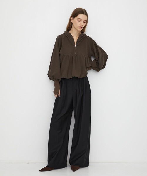 UNITED TOKYO（ユナイテッドトウキョウ）の「【新作】Super120s Wool Relax Trousers｜｜秋服/オフィスカジュアル/セットアップ/オケージョン/ストレッチ/細見え/ワイドパンツ（その他パンツ・レディース・ブラウン/ブラック/ダークグレー・1/2）」の10枚目の写真