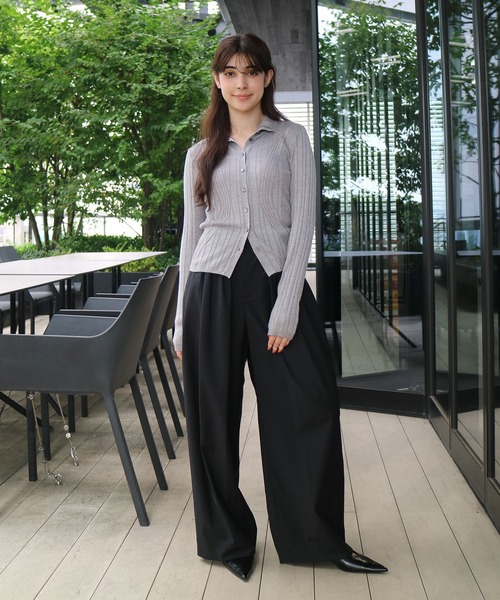 UNITED TOKYO（ユナイテッドトウキョウ）の「【新作】Super120s Wool Relax Trousers｜｜秋服/オフィスカジュアル/セットアップ/オケージョン/ストレッチ/細見え/ワイドパンツ（その他パンツ・レディース・ブラウン/ブラック/ダークグレー・1/2）」の6枚目の写真