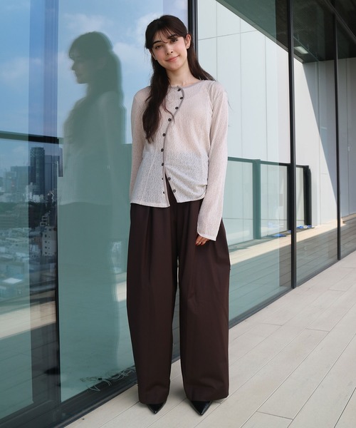 UNITED TOKYO（ユナイテッドトウキョウ）の「【新作】Super120s Wool Relax Trousers｜｜秋服/オフィスカジュアル/セットアップ/オケージョン/ストレッチ/細見え/ワイドパンツ（その他パンツ・レディース・ブラウン/ブラック/ダークグレー・1/2）」の7枚目の写真