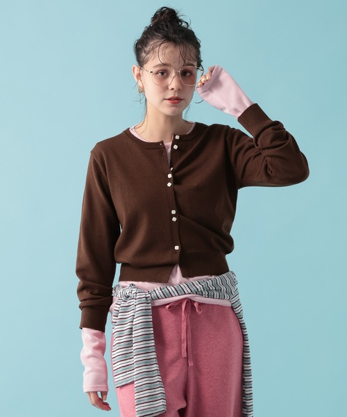 GEORGE'S(ジョージズ)の「【MULTI PALETTE】ニットカーディガン(カーディガン/ボレロ・レディース・レッド/ブルー/ピンク/ブラック/グレー/イエロー/オフホワイト/ブラウン・FREE)」の10枚目の写真