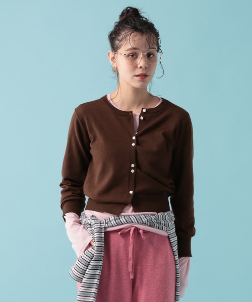 GEORGE'S(ジョージズ)の「【MULTI PALETTE】ニットカーディガン(カーディガン/ボレロ・レディース・レッド/ブルー/ピンク/ブラック/グレー/イエロー/オフホワイト/ブラウン・FREE)」の14枚目の写真