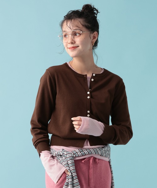 GEORGE'S(ジョージズ)の「【MULTI PALETTE】ニットカーディガン(カーディガン/ボレロ・レディース・レッド/ブルー/ピンク/ブラック/グレー/イエロー/オフホワイト/ブラウン・FREE)」の15枚目の写真