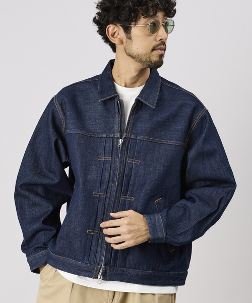 FREAK'S STORE(フリークスストア)の「ZIP デニム トラッカージャケット(デニムジャケット・メンズ・ネイビー/サックスブルー・MEDIUM/LARGE)」の2枚目の写真