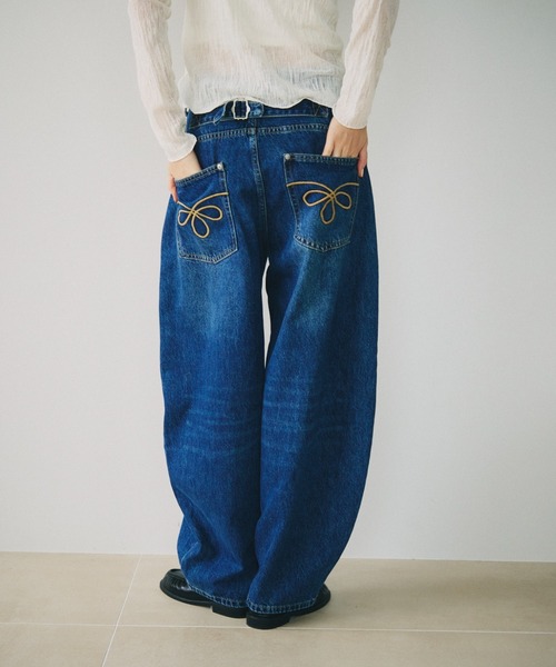 full/fill.(フルフィル)の「back buckle denim pants / バックバックルデニムパンツ(デニムパンツ・レディース・ブルー/ブラウン・S)」の19枚目の写真