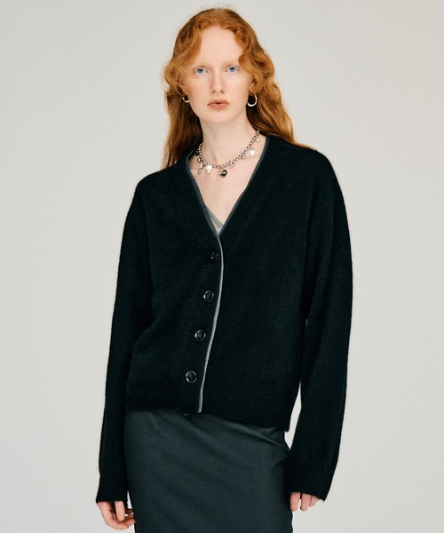 PRANK PROJECT(プランクプロジェクト)の「【2026Winter Pre-Order】FOXブレンドダブルネックカーディガン / Fox Blend Double Neck Cardigan(カーディガン/ボレロ・レディース・グレー/ブラック・FREE)」の1枚目の写真