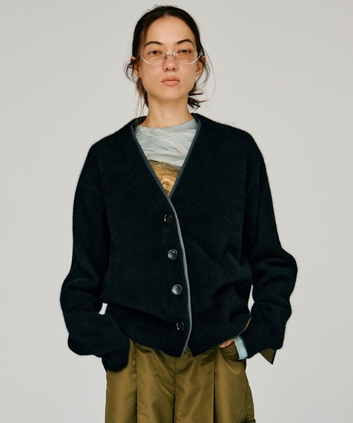 PRANK PROJECT(プランクプロジェクト)の「【2026Winter Pre-Order】FOXブレンドダブルネックカーディガン / Fox Blend Double Neck Cardigan(カーディガン/ボレロ・レディース・グレー/ブラック・FREE)」の6枚目の写真