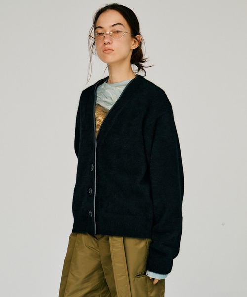 PRANK PROJECT(プランクプロジェクト)の「【2026Winter Pre-Order】FOXブレンドダブルネックカーディガン / Fox Blend Double Neck Cardigan(カーディガン/ボレロ・レディース・グレー/ブラック・FREE)」の7枚目の写真