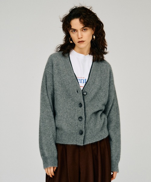 PRANK PROJECT(プランクプロジェクト)の「【2026Winter Pre-Order】FOXブレンドダブルネックカーディガン / Fox Blend Double Neck Cardigan(カーディガン/ボレロ・レディース・グレー/ブラック・FREE)」の10枚目の写真