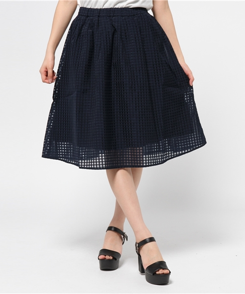 ikka（イッカ）の「シアチェックスカート（スカート・レディース・ネイビー/ホワイト・MEDIUM/LARGE）」の2枚目の写真