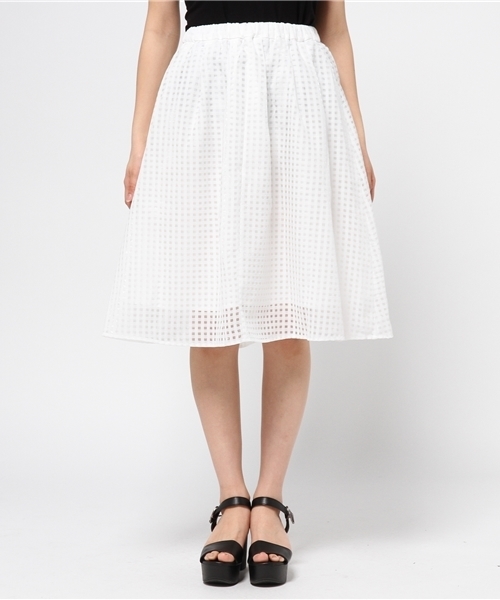 ikka（イッカ）の「シアチェックスカート（スカート・レディース・ネイビー/ホワイト・MEDIUM/LARGE）」の3枚目の写真