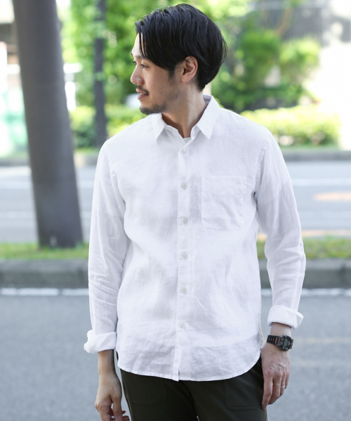 URBAN RESEARCH DOORS MENS（アーバンリサーチ ドアーズ メンズ）の「DOORS Linen LONG-SLEEVE Shirts（シャツ/ブラウス・メンズ・ブルー/ホワイト/グリーン/ストライプ/チェック・40/38）」の2枚目の写真