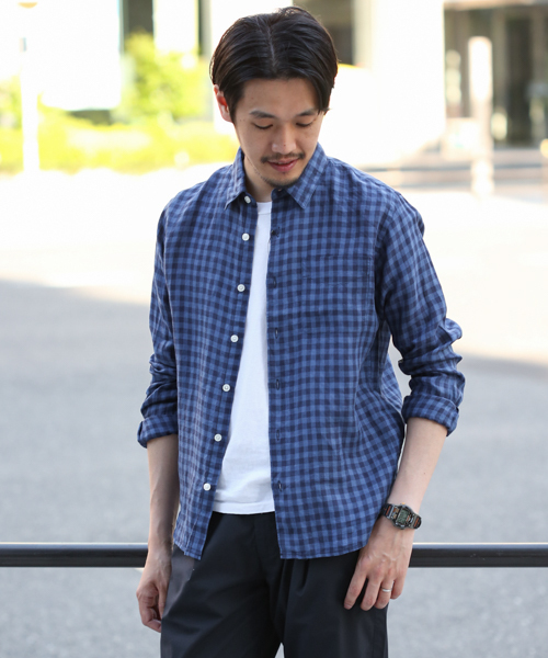 URBAN RESEARCH DOORS MENS（アーバンリサーチ ドアーズ メンズ）の「DOORS Linen LONG-SLEEVE Shirts（シャツ/ブラウス・メンズ・ブルー/ホワイト/グリーン/ストライプ/チェック・40/38）」の5枚目の写真
