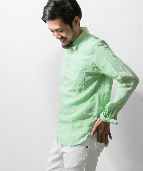 URBAN RESEARCH DOORS MENS（アーバンリサーチ ドアーズ メンズ）の「DOORS Linen LONG-SLEEVE Shirts（シャツ/ブラウス・メンズ・ブルー/ホワイト/グリーン/ストライプ/チェック・40/38）」の3枚目の写真