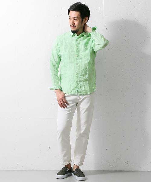 URBAN RESEARCH DOORS MENS（アーバンリサーチ ドアーズ メンズ）の「DOORS Linen LONG-SLEEVE Shirts（シャツ/ブラウス・メンズ・ブルー/ホワイト/グリーン/ストライプ/チェック・40/38）」の7枚目の写真