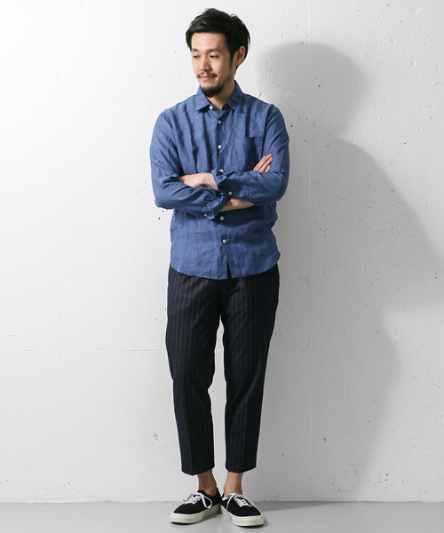 URBAN RESEARCH DOORS MENS（アーバンリサーチ ドアーズ メンズ）の「DOORS Linen LONG-SLEEVE Shirts（シャツ/ブラウス・メンズ・ブルー/ホワイト/グリーン/ストライプ/チェック・40/38）」の10枚目の写真