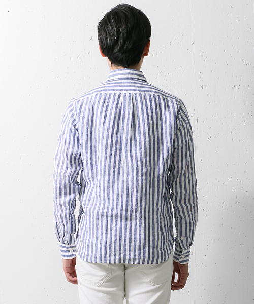 URBAN RESEARCH DOORS MENS（アーバンリサーチ ドアーズ メンズ）の「DOORS Linen LONG-SLEEVE Shirts（シャツ/ブラウス・メンズ・ブルー/ホワイト/グリーン/ストライプ/チェック・40/38）」の19枚目の写真