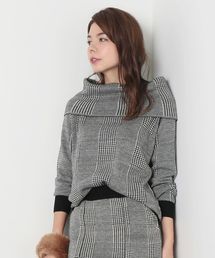 VIS | 【セットアップ対応商品】グレンチェックジャカードオフショルダープルオーバー(ニット/セーター)