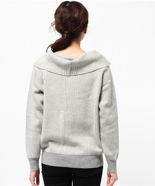 VIS（ビス）の「【セットアップ対応商品】グレンチェックジャカードオフショルダープルオーバー（ニット/セーター・レディース・ライトグレー/ブラック系その他・F）」の13枚目の写真