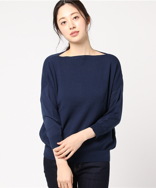 POU DOU DOU（プードゥドゥ）の「ドロップショルダーゆるトップス（ニット/セーター・レディース・グレー/イエロー/ネイビー/レッド/ピンク・3）」の3枚目の写真