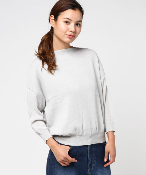 POU DOU DOU（プードゥドゥ）の「ドロップショルダーゆるトップス（ニット/セーター・レディース・グレー/イエロー/ネイビー/レッド/ピンク・3）」の2枚目の写真