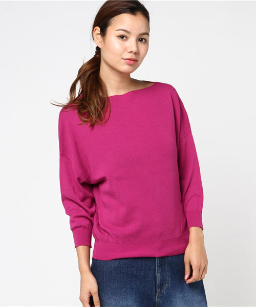 POU DOU DOU（プードゥドゥ）の「ドロップショルダーゆるトップス（ニット/セーター・レディース・グレー/イエロー/ネイビー/レッド/ピンク・3）」の4枚目の写真