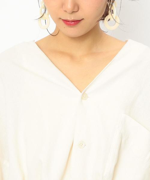 Another Edition（アナザーエディション）の「スタンドカラーシャツⅡ（シャツ/ブラウス・レディース・オフホワイト/オリーブ/ライトブルー・フリー）」の7枚目の写真