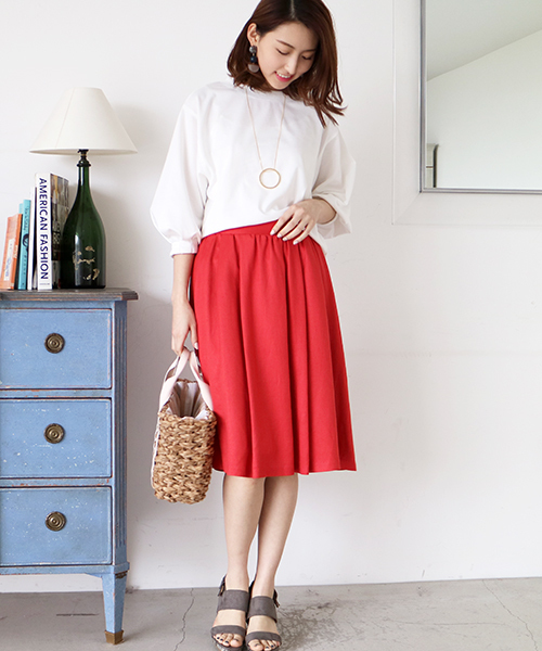 N.（N. Natural Beauty Basic）（エヌエヌナチュラルビューティーベーシック）の「ポンチボリュームスリーブカットソー（Tシャツ/カットソー・レディース・ホワイト/ネイビー/ベージュ・MEDIUM）」の9枚目の写真