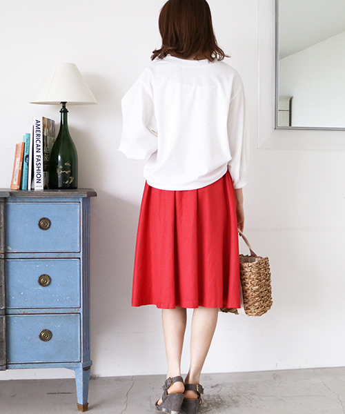 N.（N. Natural Beauty Basic）（エヌエヌナチュラルビューティーベーシック）の「ポンチボリュームスリーブカットソー（Tシャツ/カットソー・レディース・ホワイト/ネイビー/ベージュ・MEDIUM）」の11枚目の写真