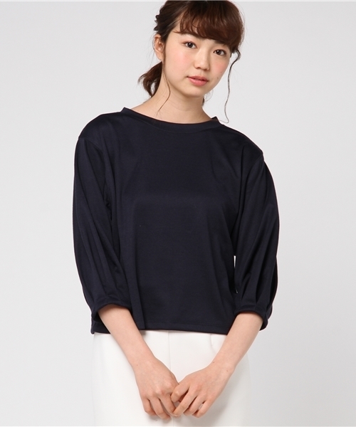 N.（N. Natural Beauty Basic）（エヌエヌナチュラルビューティーベーシック）の「ポンチボリュームスリーブカットソー（Tシャツ/カットソー・レディース・ホワイト/ネイビー/ベージュ・MEDIUM）」の16枚目の写真