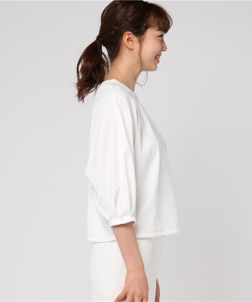N.（N. Natural Beauty Basic）（エヌエヌナチュラルビューティーベーシック）の「ポンチボリュームスリーブカットソー（Tシャツ/カットソー・レディース・ホワイト/ネイビー/ベージュ・MEDIUM）」の20枚目の写真