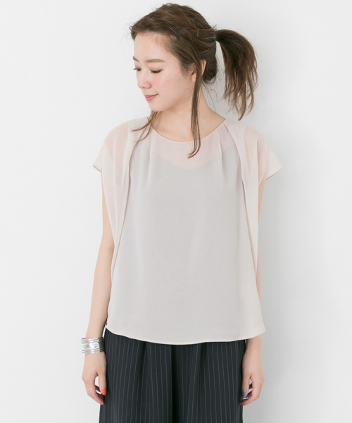 URBAN RESEARCH（アーバンリサーチ）の「ウォッシャブルタックジョーゼットブラウス（シャツ/ブラウス・レディース・オフホワイト/ベージュ系その他/ブラック/マスタード・FREE）」の9枚目の写真