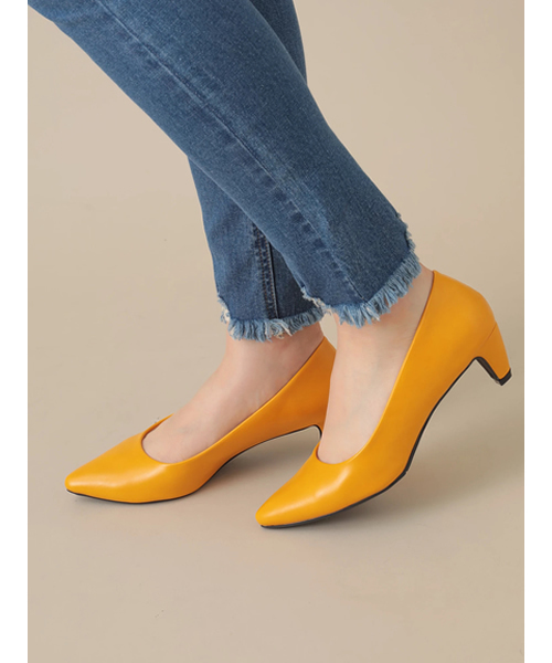 Green　Parks（グリーンパークス）の「・カラーローヒールパンプス（パンプス・レディース・ボルドー/レオパード/ブラック/マスタード/グリーン/スモークピンク・M/L）」の4枚目の写真