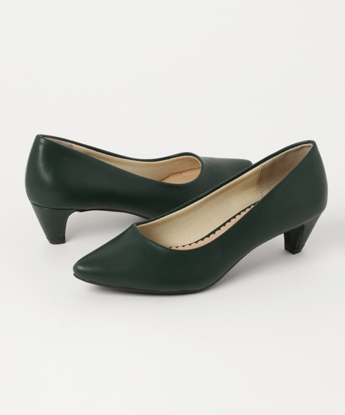 Green　Parks（グリーンパークス）の「・カラーローヒールパンプス（パンプス・レディース・ボルドー/レオパード/ブラック/マスタード/グリーン/スモークピンク・M/L）」の3枚目の写真