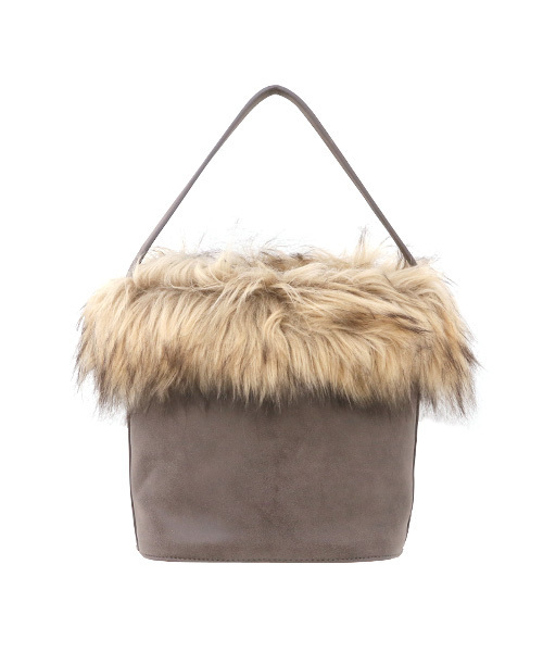 Luz Llena（ラズレナ）の「[2way]エコファー付きバケツ型ショルダーバッグ（ショルダーバッグ・レディース・ブラウン/アイボリー・ﾌﾘ-）」の2枚目の写真