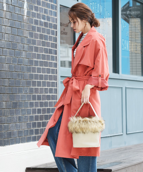 Luz Llena（ラズレナ）の「[2way]エコファー付きバケツ型ショルダーバッグ（ショルダーバッグ・レディース・ブラウン/アイボリー・ﾌﾘ-）」の4枚目の写真