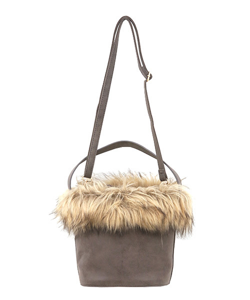 Luz Llena（ラズレナ）の「[2way]エコファー付きバケツ型ショルダーバッグ（ショルダーバッグ・レディース・ブラウン/アイボリー・ﾌﾘ-）」の7枚目の写真