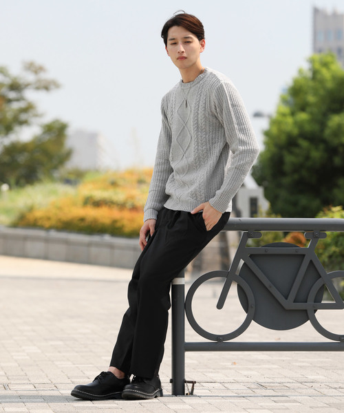 TopIsm(トップイズム)の「クルーネック 無地 モールニットセーター 長袖(ニット/セーター・メンズ・ホワイト/ブラック/グレー/ワイン・LL/M/L)」の13枚目の写真