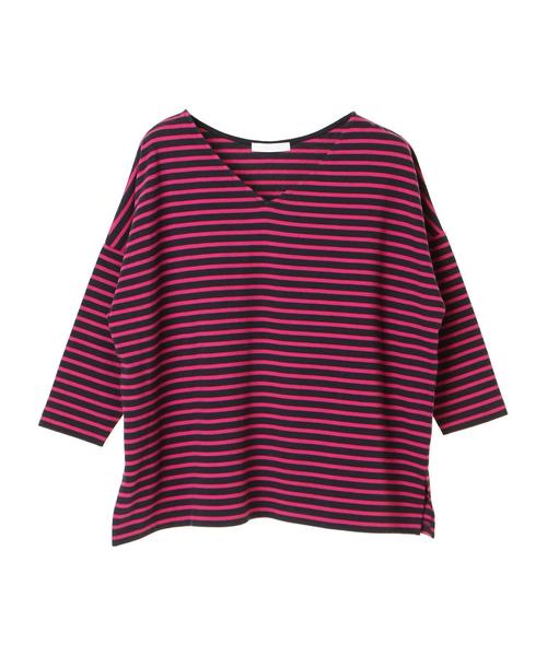 AMERICAN HOLIC(アメリカンホリック)の「・ボーダードロップショルダー長袖プルオーバー(Tシャツ/カットソー・レディース・ネイビー/レッド/グリーン/杢グレー/ブラック/ピンク・FREE)」の18枚目の写真