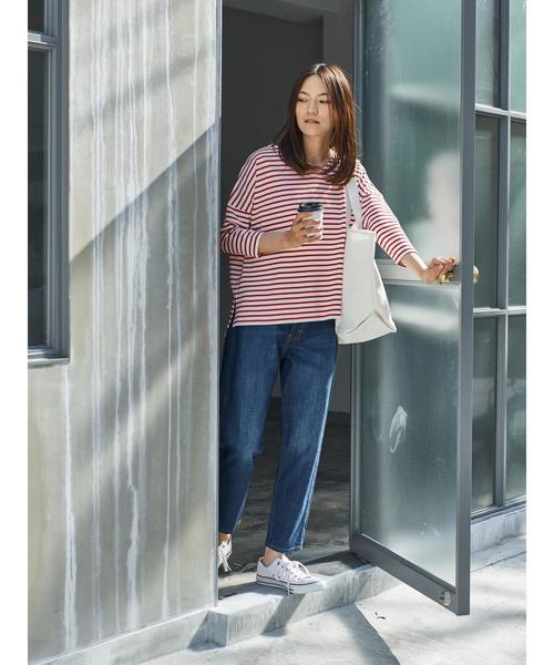 AMERICAN HOLIC(アメリカンホリック)の「・ボーダードロップショルダー長袖プルオーバー(Tシャツ/カットソー・レディース・ネイビー/レッド/グリーン/杢グレー/ブラック/ピンク・FREE)」の14枚目の写真