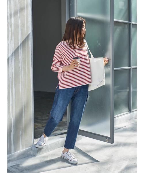 AMERICAN HOLIC(アメリカンホリック)の「・ボーダードロップショルダー長袖プルオーバー(Tシャツ/カットソー・レディース・ネイビー/レッド/グリーン/杢グレー/ブラック/ピンク・FREE)」の13枚目の写真