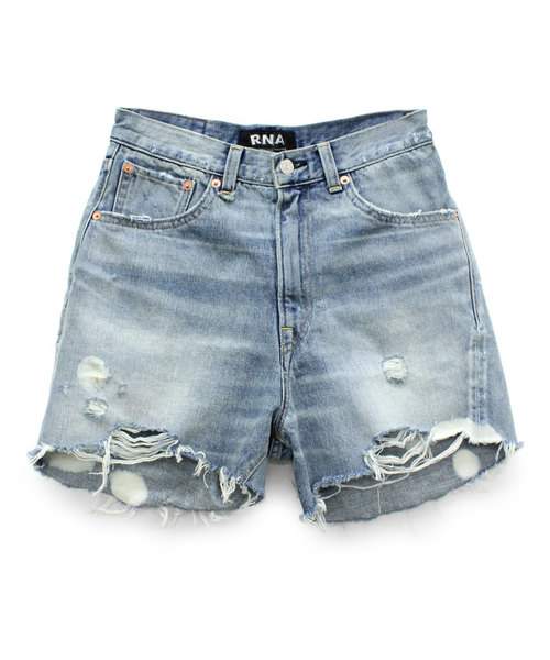 RNA（アールエヌエー）の「T0982 ベーシックダメージハーフパンツ（デニムパンツ・レディース・ダークインディゴブルー/ライトインディゴブルー・MEDIUM/SMALL）」の5枚目の写真
