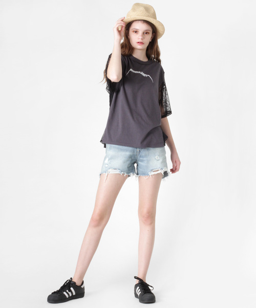 RNA（アールエヌエー）の「T0982 ベーシックダメージハーフパンツ（デニムパンツ・レディース・ダークインディゴブルー/ライトインディゴブルー・MEDIUM/SMALL）」の19枚目の写真